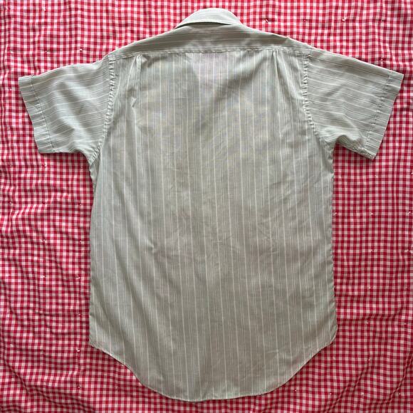 Vintage 50s / 60s Mens Green Button Down Short Sleeve Shirt // Size Medium - Picture 4 of 5